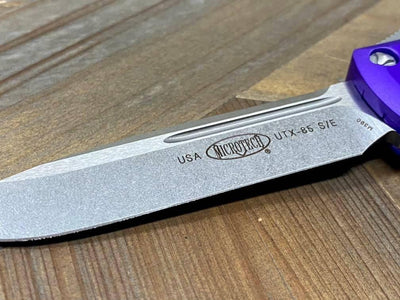 Microtech 231-10 PU UTX-85 S/E Stonewash Purple Handle Blade (USA) - NORTH RIVER OUTDOORS