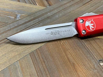 Microtech 231-10 RD UTX-85 S/E Stonewash Red Handle Blade (USA) - NORTH RIVER OUTDOORS