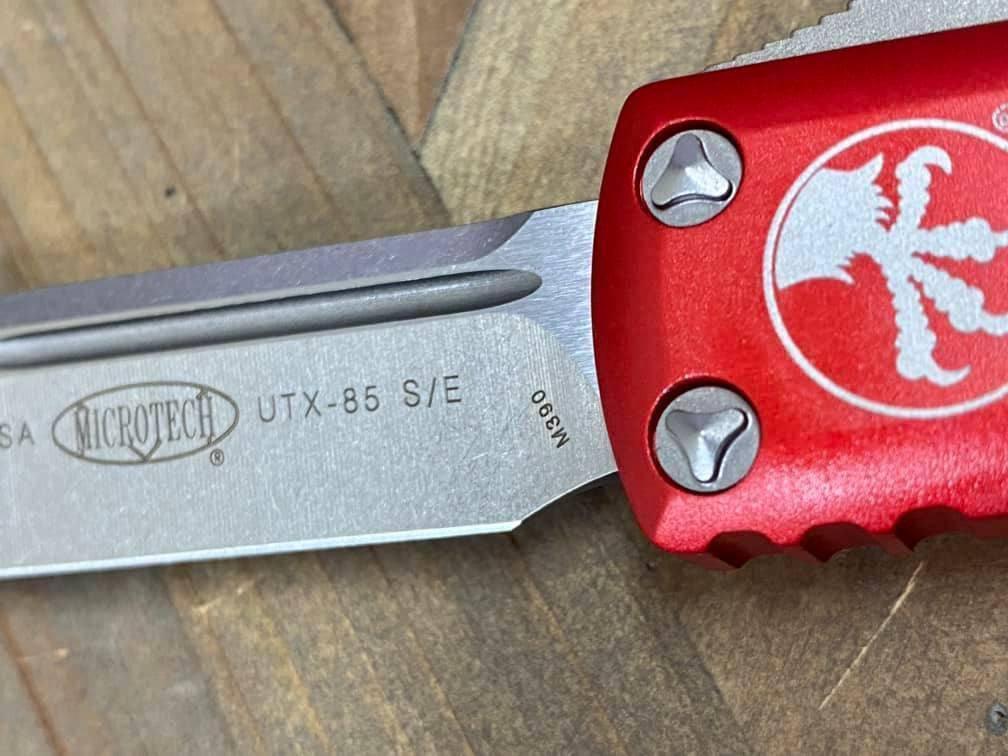 Microtech 231-10 RD UTX-85 S/E Stonewash Red Handle Blade (USA) - NORTH RIVER OUTDOORS