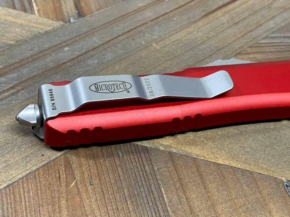 Microtech 231-10 RD UTX-85 S/E Stonewash Red Handle Blade (USA) - NORTH RIVER OUTDOORS