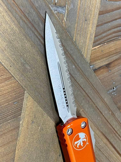 Microtech 232-12 OR UTX-85 D/E Orange Handle Full Serrated Blade (USA) - NORTH RIVER OUTDOORS