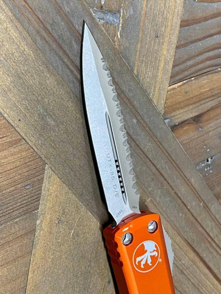 Microtech 232-12 OR UTX-85 D/E Orange Handle Full Serrated Blade (USA) - NORTH RIVER OUTDOORS