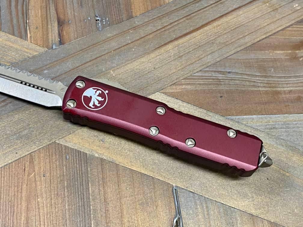 Microtech 232-15 MR UTX-85 D/E Bronze Merlot Full Serrated Blade (USA) - NORTH RIVER OUTDOORS