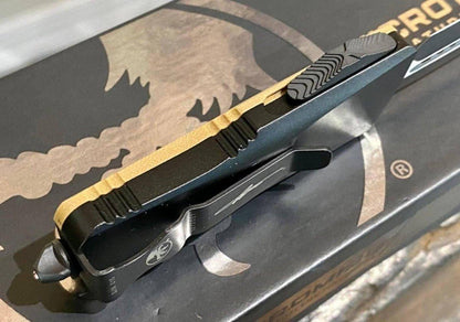 Microtech 238-1GTTAS Troodon Mini 1.99" D/E SS Tan G10 OTF Auto Knife - NORTH RIVER OUTDOORS