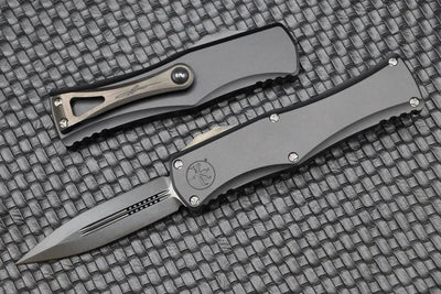 Microtech 702-1 DLCTSH Signature Series Hera OTF AUTO Knife 3.125" Black DLC Double Edge Dagger - NORTH RIVER OUTDOORS