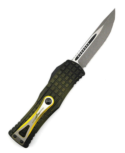 Microtech 703-12APFRGS Signature Hera OTF Auto Knife 3.125" Apoc Drop Point Grenade Green Frag - NORTH RIVER OUTDOORS