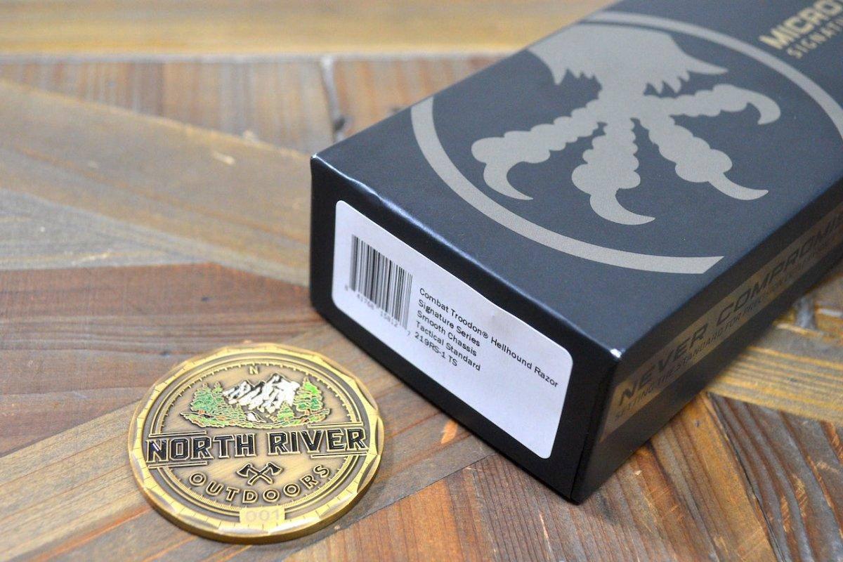 Microtech Combat Troodon 219RS-1TS Smooth Hellhound Razor Black W/ Ringed Hardware - NORTH RIVER OUTDOORS