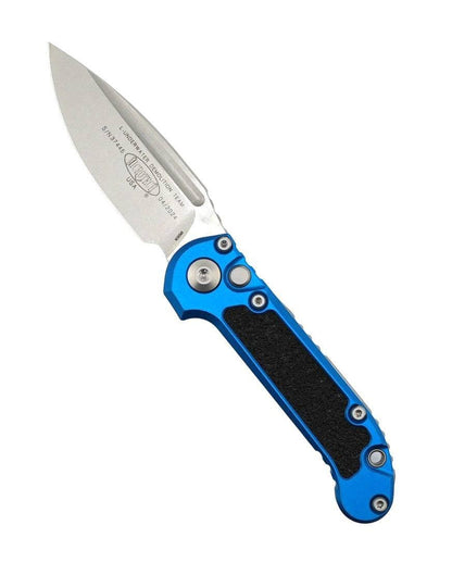 Microtech LUDT Auto Folding Knife Blue/Grip Inlay 3.4" Drop Point Stonewash 1135-10BL - NORTH RIVER OUTDOORS
