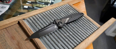 Microtech Signature Socom Bravo Manual Folding Knife 4" M390 Black DLC Tanto Titanium Handles Carbon Fiber Scales 261-1DLCTCFTIS - NORTH RIVER OUTDOORS