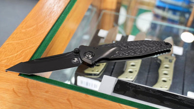 Microtech Signature Socom Bravo Manual Folding Knife 4" M390 Black DLC Tanto Titanium Handles Carbon Fiber Scales 261-1DLCTCFTIS - NORTH RIVER OUTDOORS
