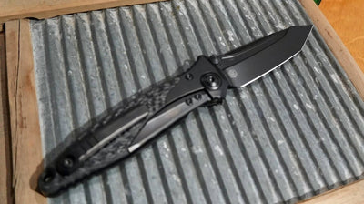 Microtech Signature Socom Bravo Manual Folding Knife 4" M390 Black DLC Tanto Titanium Handles Carbon Fiber Scales 261-1DLCTCFTIS - NORTH RIVER OUTDOORS