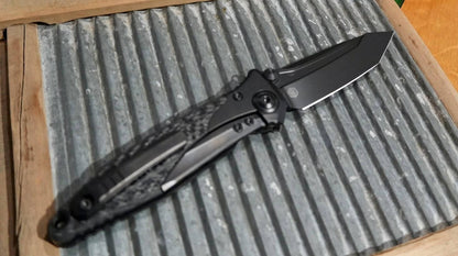 Microtech Signature Socom Bravo Manual Folding Knife 4" M390 Black DLC Tanto Titanium Handles Carbon Fiber Scales 261-1DLCTCFTIS - NORTH RIVER OUTDOORS