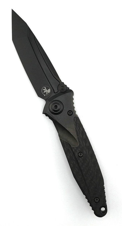 Microtech Signature Socom Bravo Manual Folding Knife 4" M390 Black DLC Tanto Titanium Handles Carbon Fiber Scales 261-1DLCTCFTIS - NORTH RIVER OUTDOORS