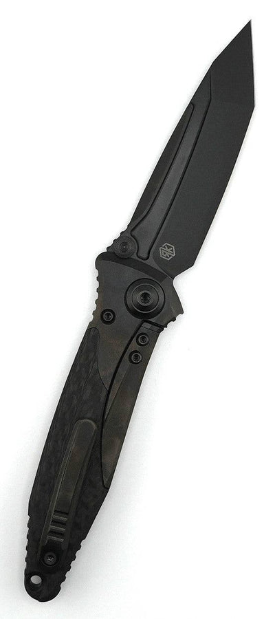 Microtech Signature Socom Bravo Manual Folding Knife 4" M390 Black DLC Tanto Titanium Handles Carbon Fiber Scales 261-1DLCTCFTIS - NORTH RIVER OUTDOORS