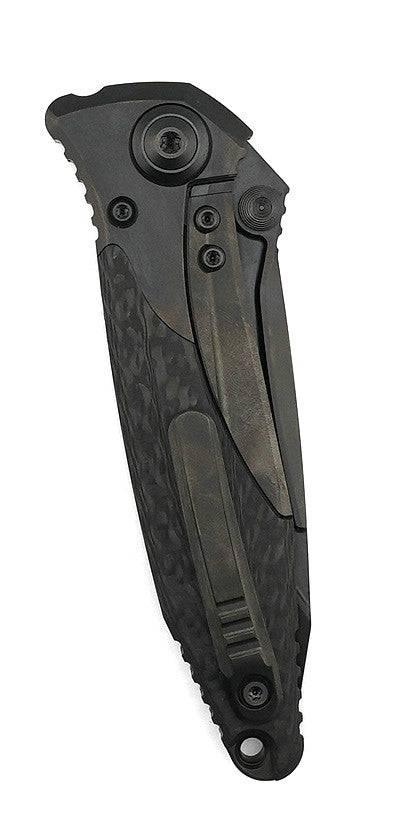 Microtech Signature Socom Bravo Manual Folding Knife 4" M390 Black DLC Tanto Titanium Handles Carbon Fiber Scales 261-1DLCTCFTIS - NORTH RIVER OUTDOORS