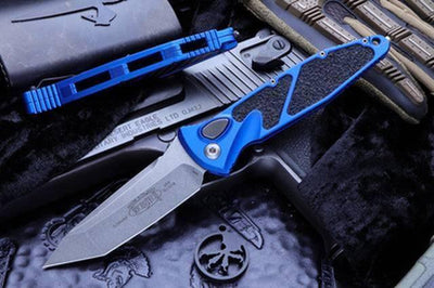 Microtech Socom Elite T/E Auto Knife Blue Handle (Stonewash Blade) 161A-10 BL - NORTH RIVER OUTDOORS