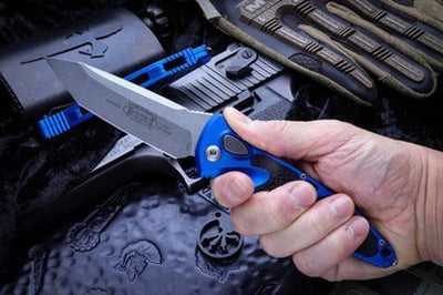 Microtech Socom Elite T/E Auto Knife Blue Handle (Stonewash Blade) 161A-10 BL - NORTH RIVER OUTDOORS