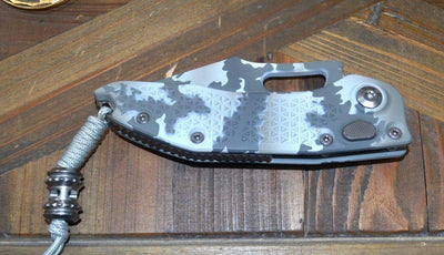 Microtech Stitch 169-3ACS Auto Arctic Camo Signature Series Fully Serrated - NORTH RIVER OUTDOORS