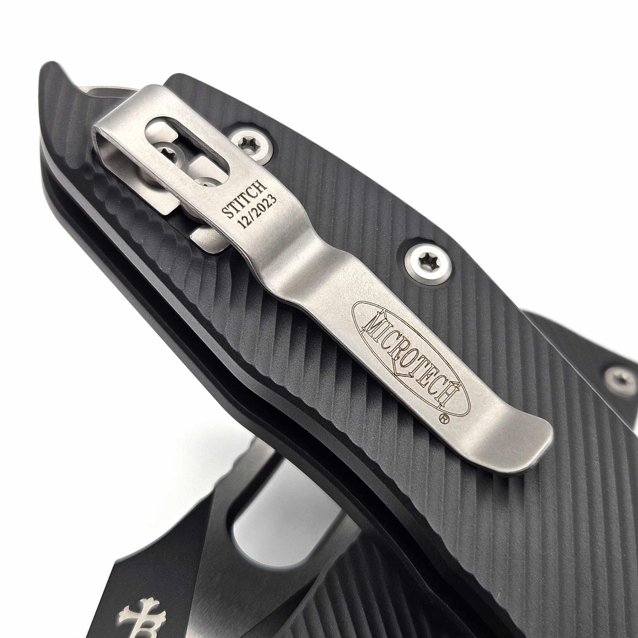 Microtech Stitch Ram-Lok 169RL-1FL Fluted Black Aluminum Black Standard - NORTH RIVER OUTDOORS