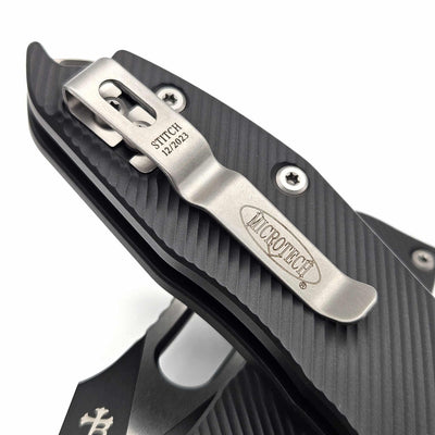 Microtech Stitch Ram-Lok 169RL-1FL Fluted Black Aluminum Black Standard - NORTH RIVER OUTDOORS