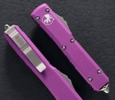 Microtech Ultratech D/E 122-6VI Satin Full Serrated Violet Knife - NORTH RIVER OUTDOORS