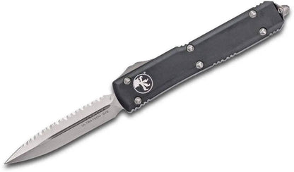 Microtech Ultratech OTF 3.46" Satin Plain/Serrated D/E Black Handles 122-6 - NORTH RIVER OUTDOORS