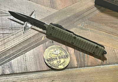 Microtech Ultratech S/E Partial Serrated OD Green Frag G-10 Tactical Signature Series 121-2FRGTODS - NORTH RIVER OUTDOORS