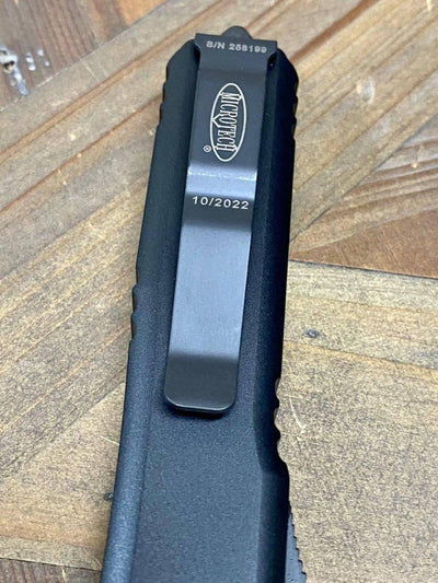 Microtech Ultratech Spartan 223-D3T Auto Knife 3.4" Dagger Double Full Serrated Black - NORTH RIVER OUTDOORS