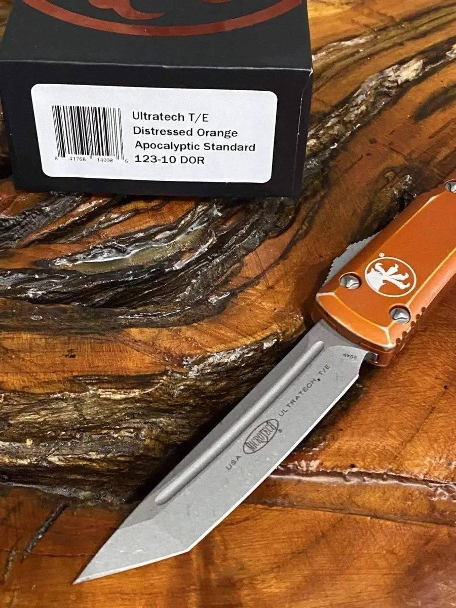 Microtech Ultratech T/E OTF 3.46" Apocalyptic Blade, Orange Distressed 123-10DOR - NORTH RIVER OUTDOORS