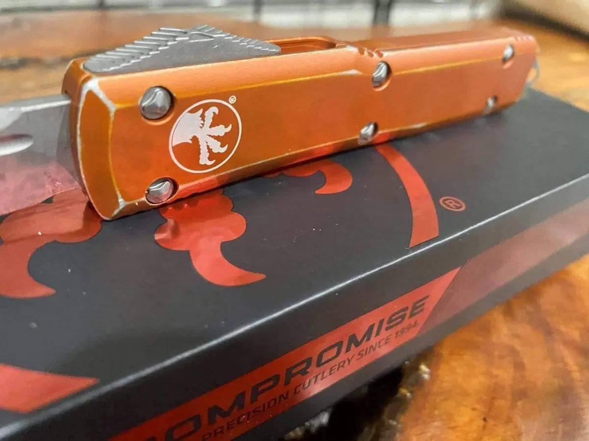 Microtech Ultratech T/E OTF 3.46" Apocalyptic Blade, Orange Distressed 123-10DOR - NORTH RIVER OUTDOORS