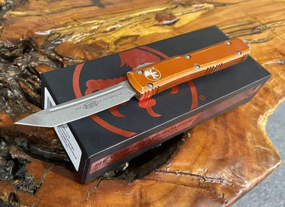 Microtech Ultratech T/E OTF 3.46" Apocalyptic Blade, Orange Distressed 123-10DOR - NORTH RIVER OUTDOORS