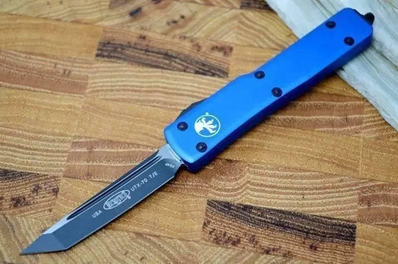 Microtech UTX-70 T/E - Blue Handle - Black Blade 149-1BL - NORTH RIVER OUTDOORS