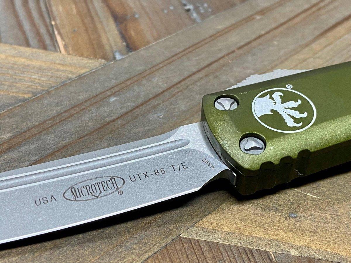 Microtech UTX-85 233-10 APOD T/E OTF OD Green Auto Knife Apoc Finish (USA) - NORTH RIVER OUTDOORS