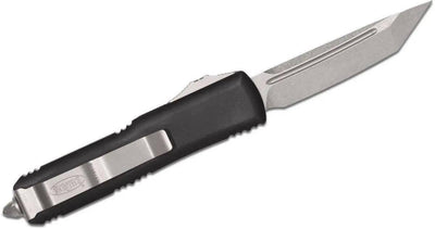 Microtech UTX-85 233-10 Auto OTF 3" Stonewashed Tanto Plain Blade, Black Handles - NORTH RIVER OUTDOORS
