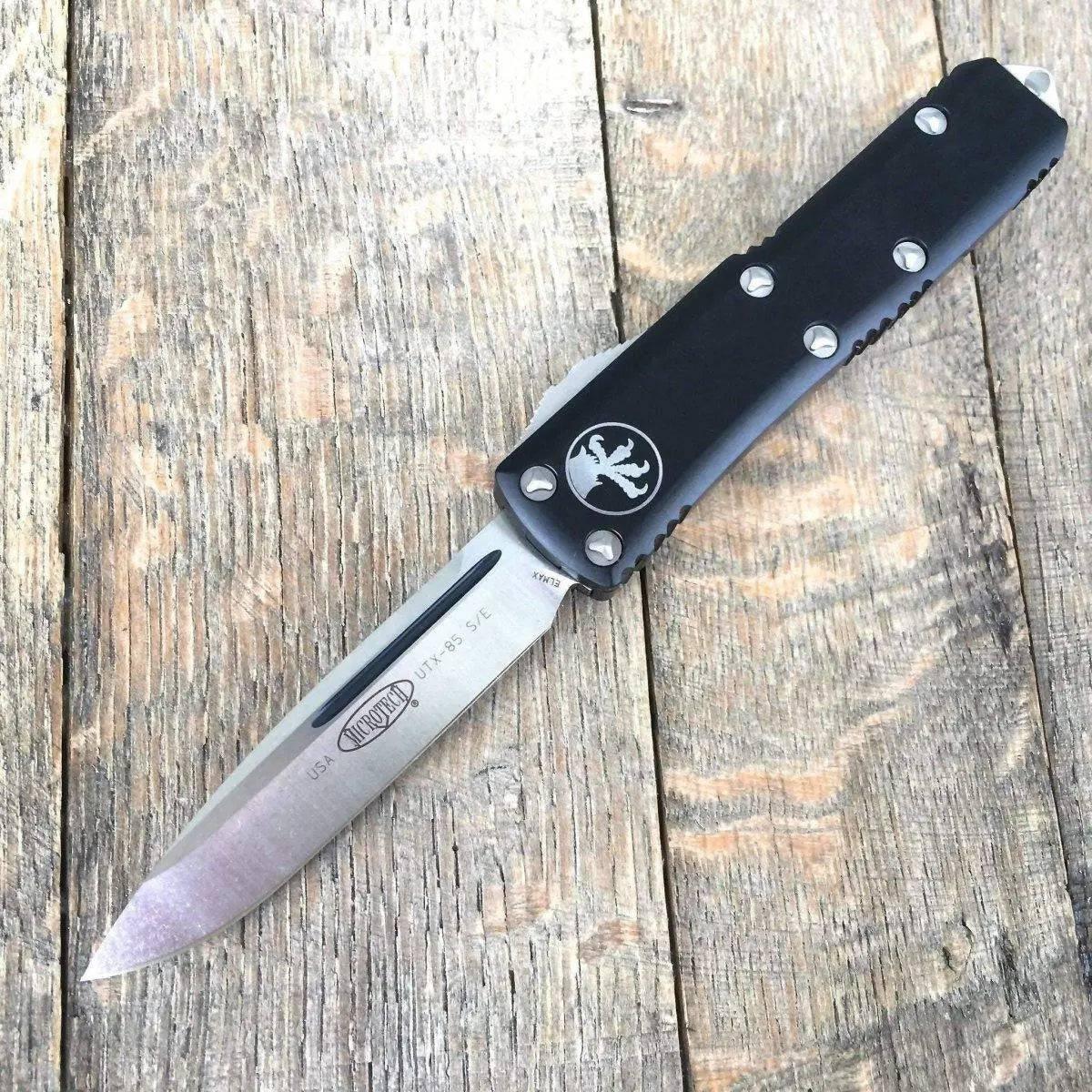 Microtech UTX-85 S/E Black Handle Stonewashed Blade 231-10 - NORTH RIVER OUTDOORS