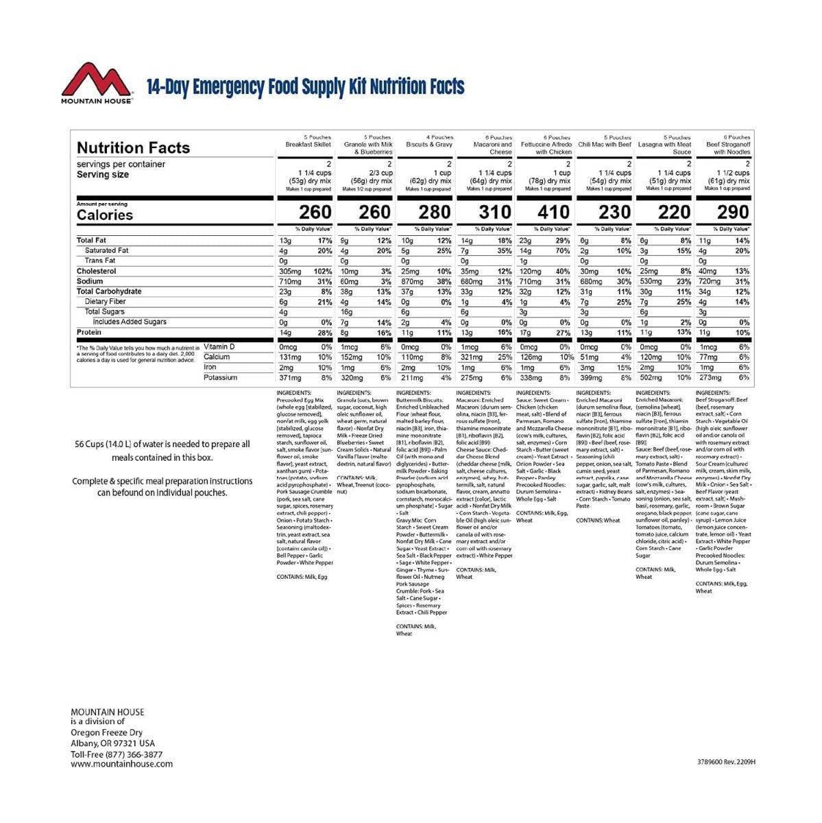 Mountain House 14-Day Emergency & Survival Food (84 Servings) - NORTH RIVER OUTDOORS