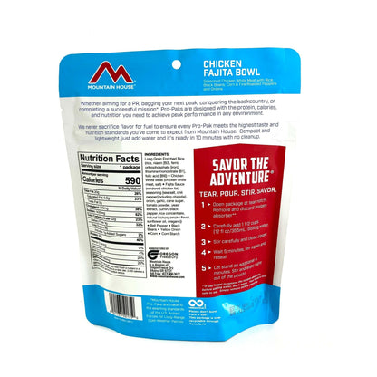 Mountain House Chicken Fajita Pro-Pak Hiking, Survival & Emergency Food (Pouch) - NORTH RIVER OUTDOORS