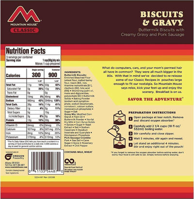 Mountain House Classic Biscuits and Gavy Survival & Emergency Food (3 Servings) - NORTH RIVER OUTDOORS