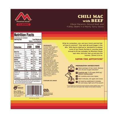 Mountain House Classic Chili Mac with Beef Survival & Emergency Food (3 Servings) - NORTH RIVER OUTDOORS