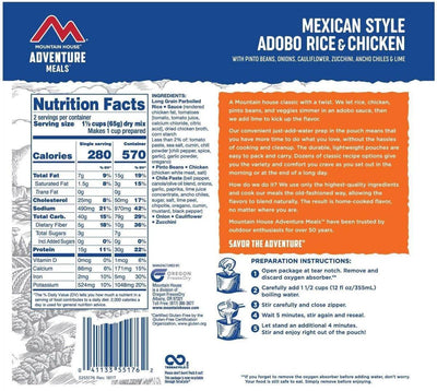 Mountain House Mexican Style Adobo Rice & Chicken Hiking, Survival & Emergency Food (Pouch) - NORTH RIVER OUTDOORS