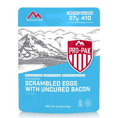 Mountain House Scrambled Eggs with Bacon Pro-Pak Hiking, Survival & Emergency Food (Pouch) - NORTH RIVER OUTDOORS