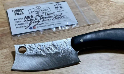 Nic Nichols Mini Cleaver Black Linen Micarta Handles - NORTH RIVER OUTDOORS
