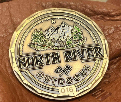Custom Antique Bronze Challenge Coin by NORTH RIVER OUTDOORS - Limited Run - Serialized - NORTH RIVER OUTDOORS