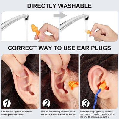 Ear Plugs Reusable Silicone with Cord (1 Set) - NORTH RIVER OUTDOORS