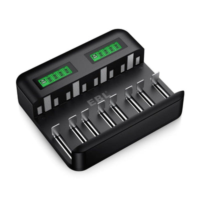 EBL 8 Bay LCD Universal Battery Charger for AA AAA C D Ni-MH Batteries - NORTH RIVER OUTDOORS