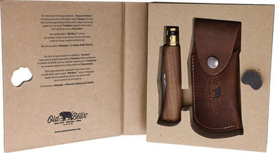Old Bear Medium Folder Gift Set Brown Wood Folding Pocket Knife - NORTH RIVER OUTDOORS