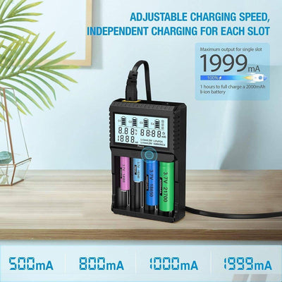 POWXS Universal 3.7V Charger for Li-Ion Rechargeable Batteries IMR Lithium 26650 21700 18650 - NORTH RIVER OUTDOORS