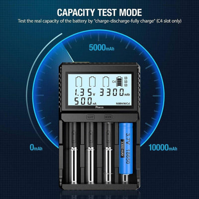 POWXS Universal 3.7V Charger for Li-Ion Rechargeable Batteries IMR Lithium 26650 21700 18650 - NORTH RIVER OUTDOORS