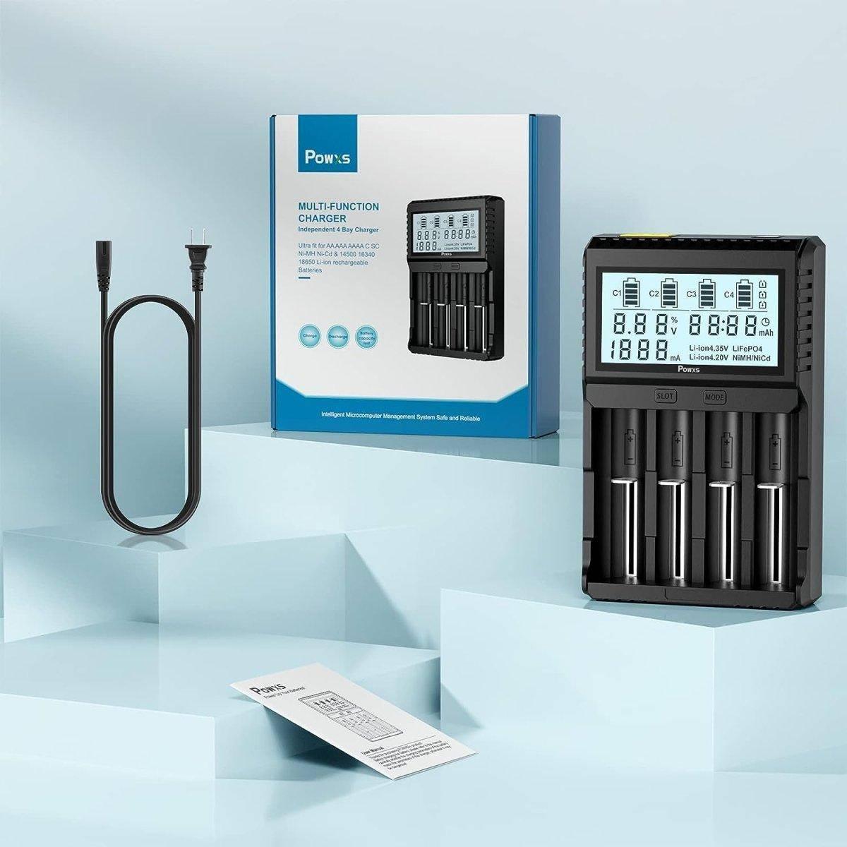 POWXS Universal 3.7V Charger for Li-Ion Rechargeable Batteries IMR Lithium 26650 21700 18650 - NORTH RIVER OUTDOORS