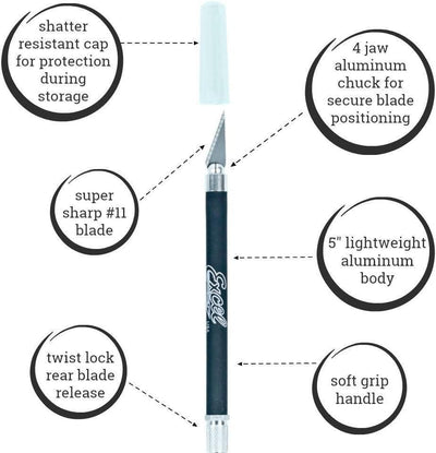 Soft Grip Hobby Knife Excel K18 with Safety Cap, American Made Light Duty Craft Knife - NORTH RIVER OUTDOORS